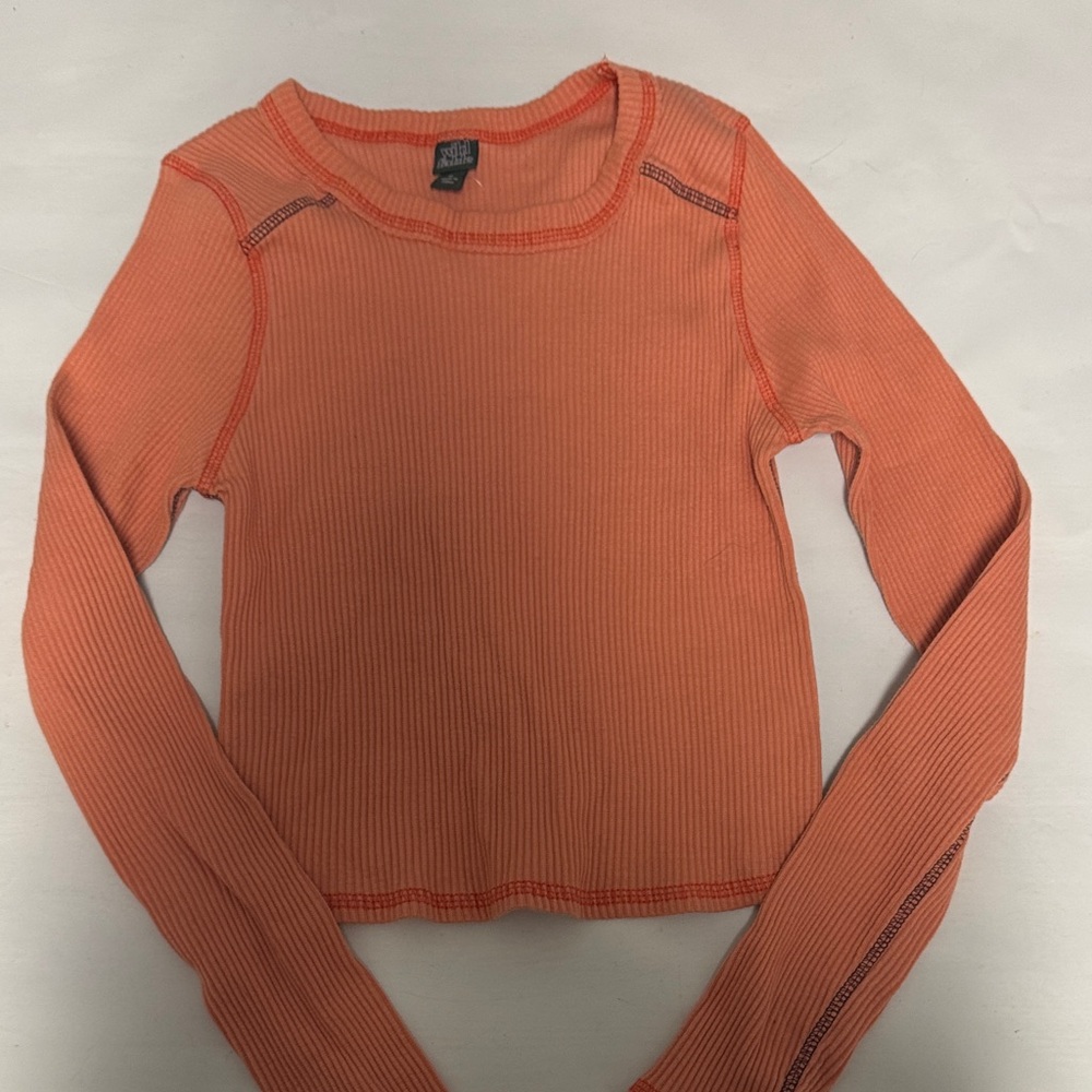 Wild Fable Coral Ribbed Long Sleeve Top